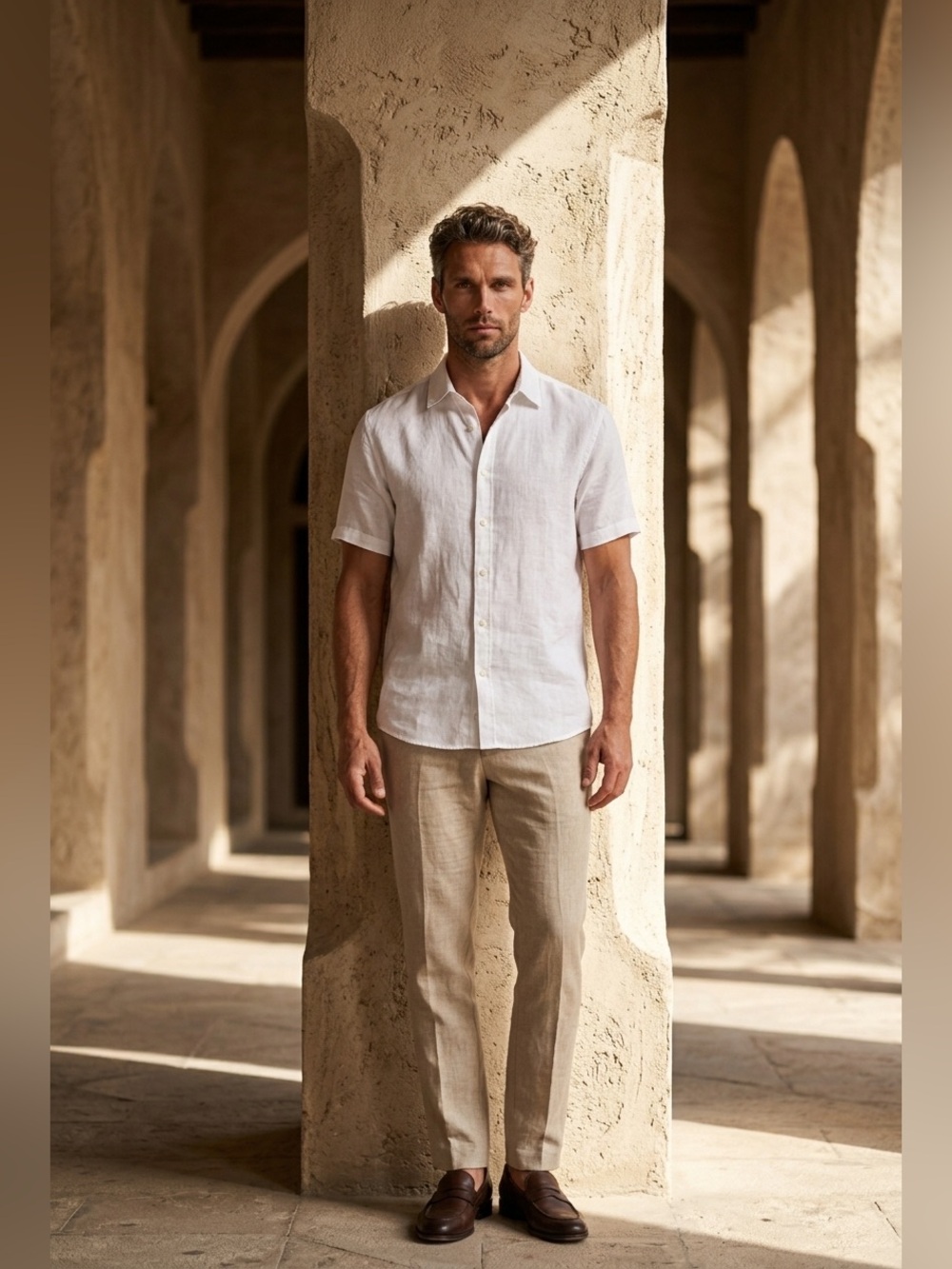 Michael Kors Linen Short Sleeve Shirt – White (XL)  NWT